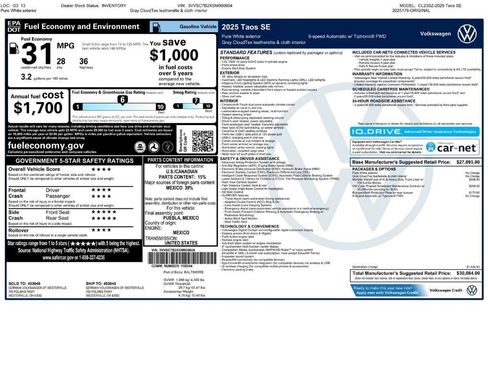 Used 2025 Volkswagen Taos SE FWD image 2