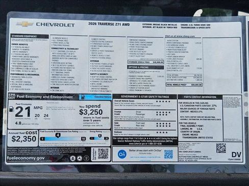 New 2026 Chevrolet Traverse Z71 w/ Enhanced Driving Package AWD/4WD image 18
