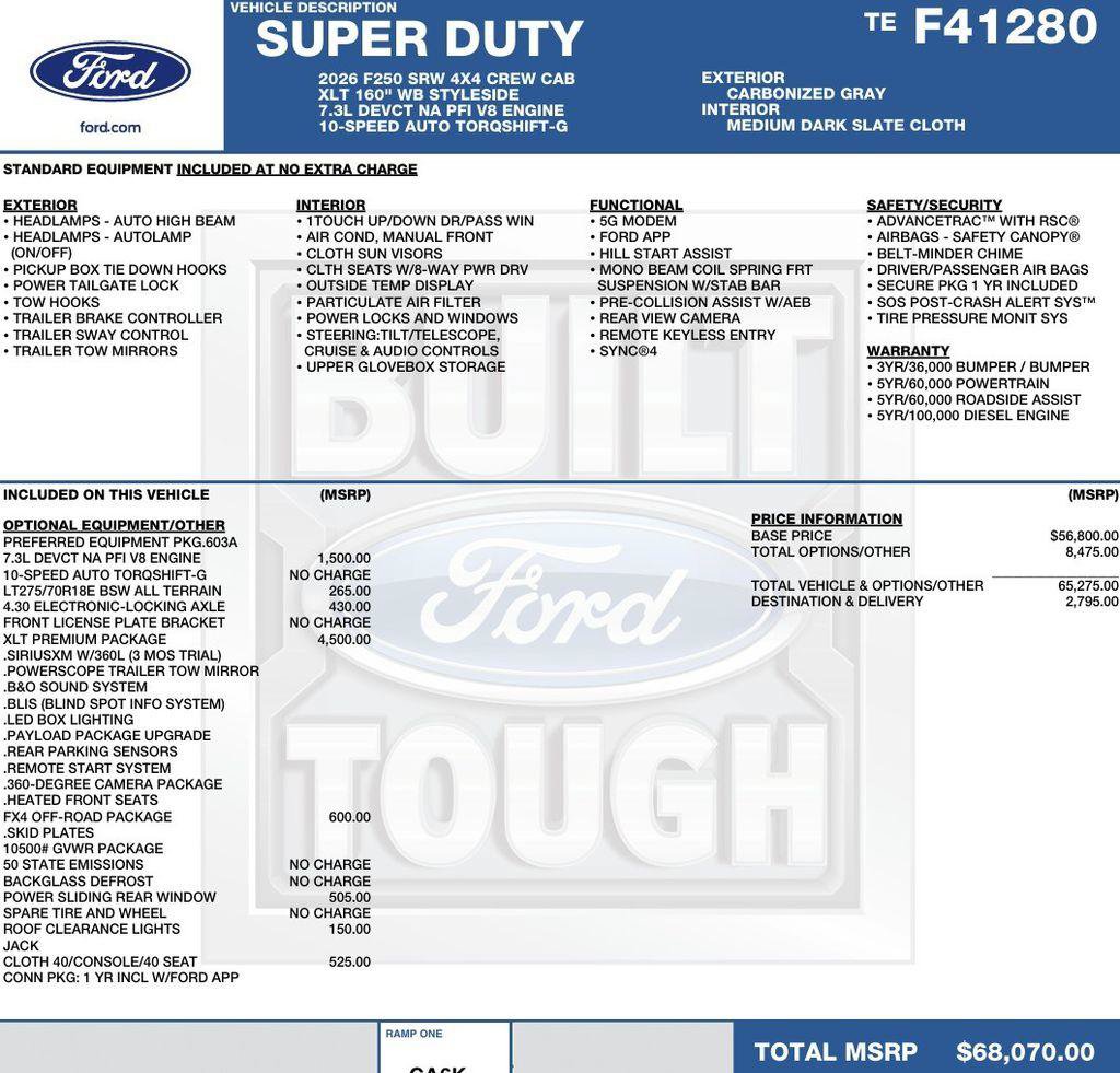 New 2026 Ford F250 XLT w/ XLT Premium Package AWD/4WD image 2