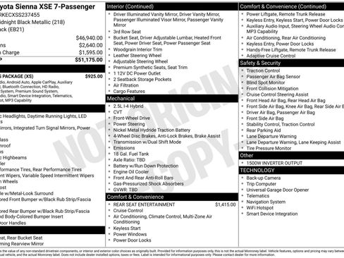 Used 2025 Toyota Sienna XSE w/ XSE Plus Package FWD image 3