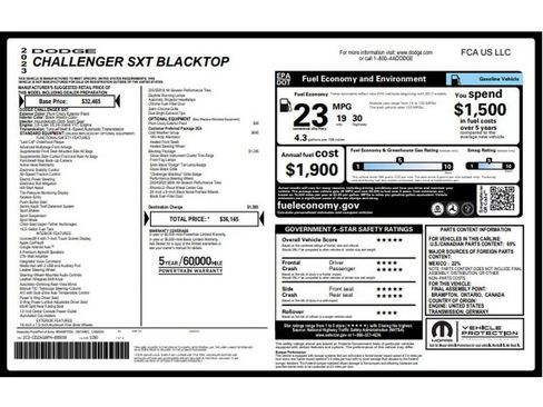 Used 2023 Dodge Challenger SXT w/ Blacktop Package RWD image 6
