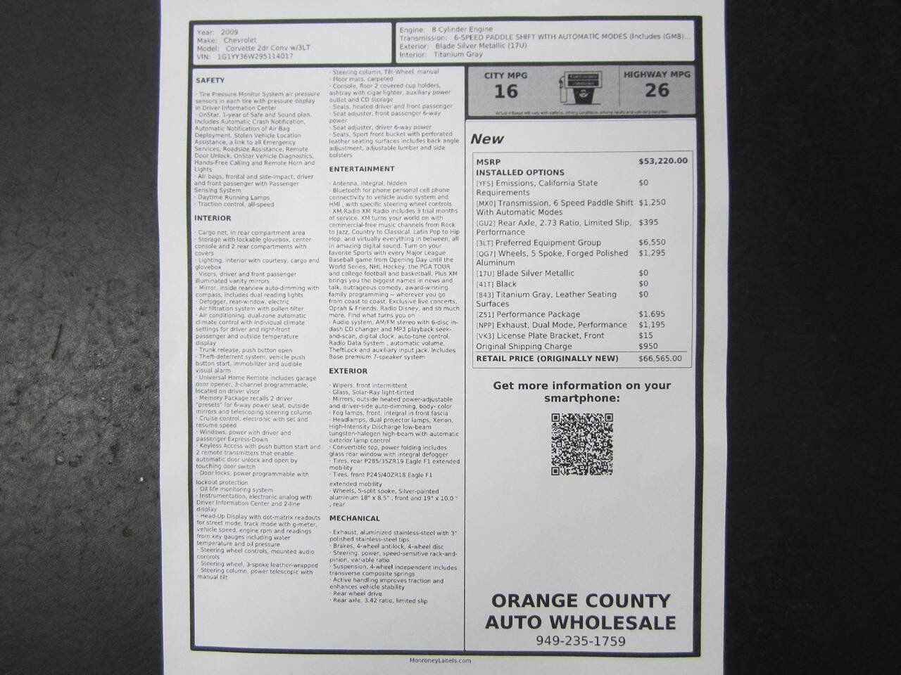 Used 2009 Chevrolet Corvette Convertible w/ Preferred Equipment Group RWD image 43