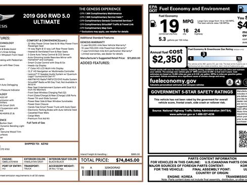 Used 2019 Genesis G90 5.0 Ultimate image 3