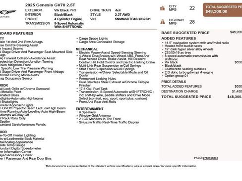 Used 2025 Genesis GV70 2.5T AWD/4WD image 3