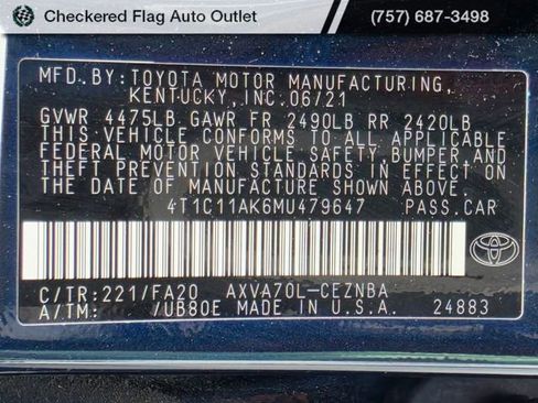 Used 2021 Toyota Camry LE FWD image 2