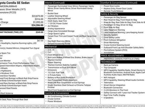 Used 2022 Toyota Corolla SE w/ Carpet Mat Package (TMS) FWD image 7