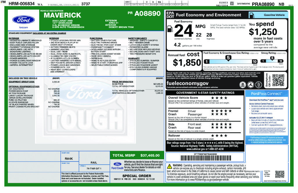 Certified 2023 Ford Maverick Lariat w/ Lariat Luxury Package AWD/4WD image 14
