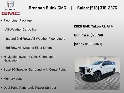 New 2026 GMC Yukon XL AT4 w/ LPO, Floor Liner Package AWD/4WD image 6