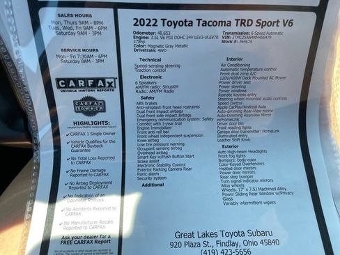 Used 2022 Toyota Tacoma TRD Sport w/ Technology Package AWD/4WD image 27