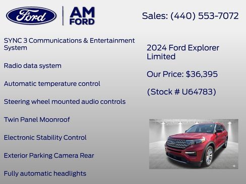 Certified 2024 Ford Explorer Limited w/ Limited Technology Package AWD/4WD image 18