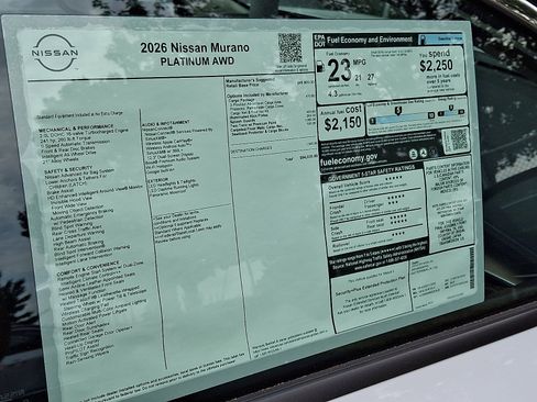 New 2026 Nissan Murano Platinum w/ Cargo Package AWD/4WD image 8