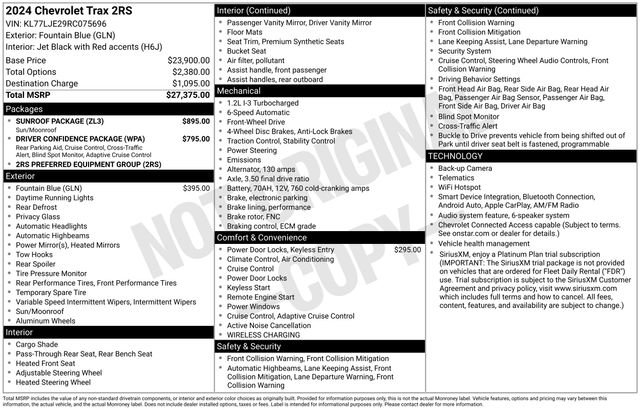 Used 2024 Chevrolet Trax RS w/ Sunroof Package FWD image 15