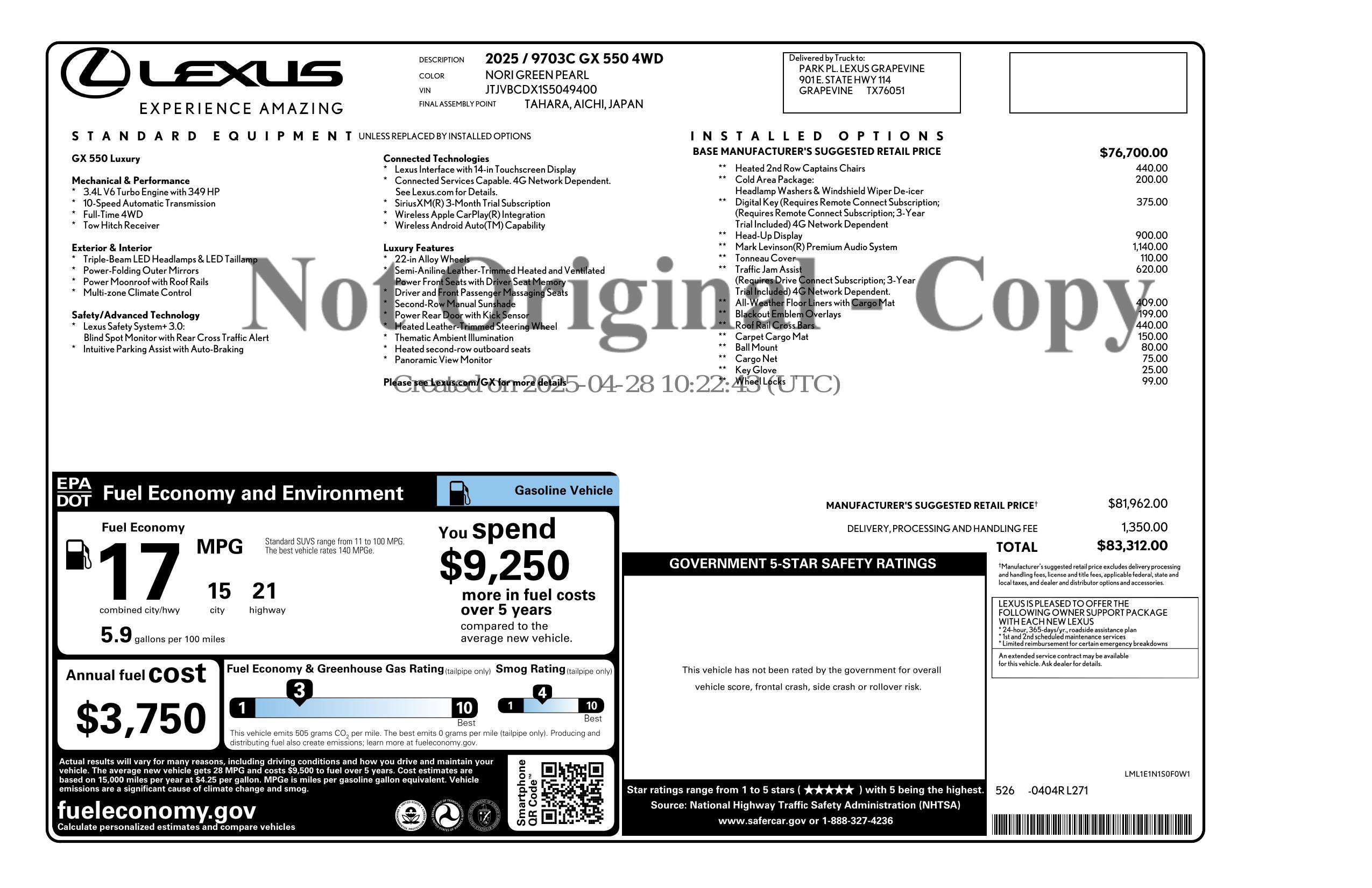 Used 2025 Lexus GX 550 w/ Accessory Package (2T) AWD/4WD image 3