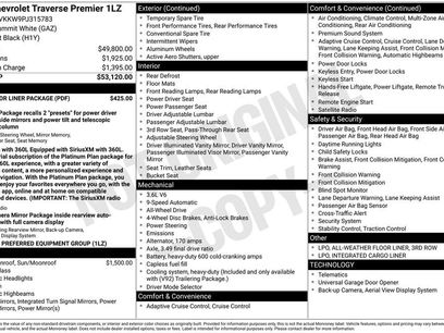 Certified 2023 Chevrolet Traverse Premier w/ LPO, Floor Liner Package