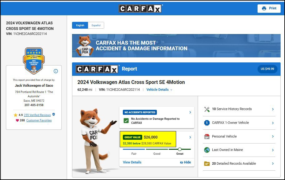 Used 2024 Volkswagen Atlas Cross Sport SE AWD/4WD image 10