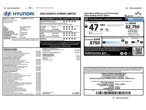 Used 2022 Hyundai Sonata Limited FWD image 2