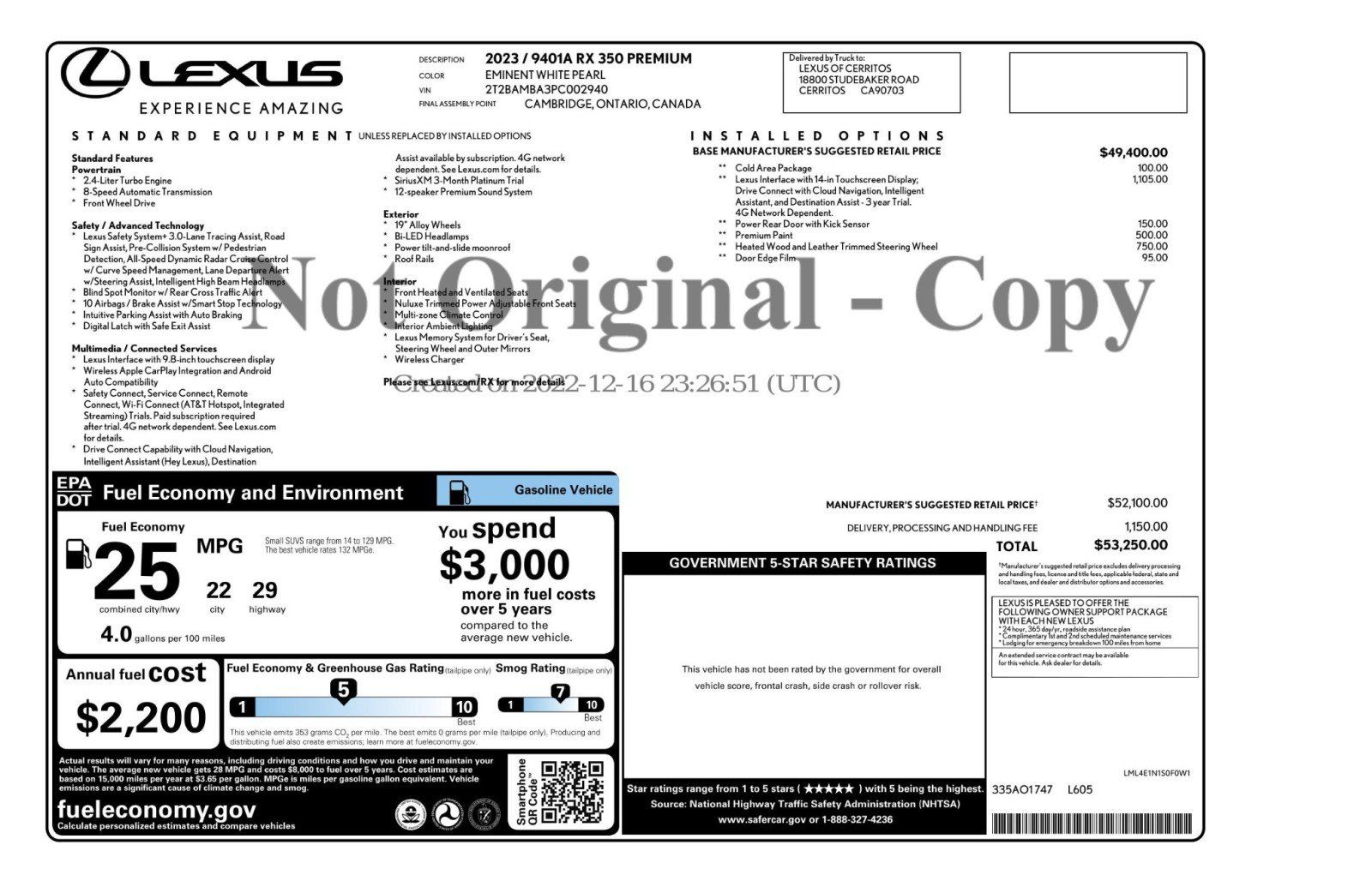 Used 2023 Lexus RX 350 Premium w/ Cold Area Package FWD image 57