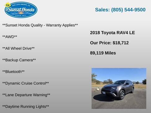 Used 2018 Toyota RAV4 LE w/ All Weather Liner Package AWD/4WD image 5