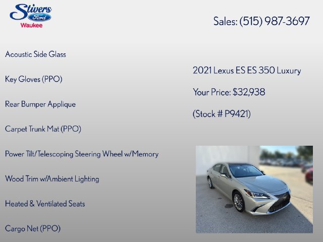 Used 2021 Lexus ES 350 w/ Accessory Package 2 FWD image 22