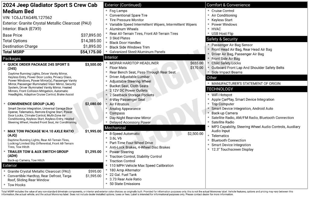 Used 2024 Jeep Gladiator Sport AWD/4WD image 6