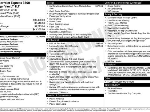 Certified 2020 Chevrolet Express 3500 LT w/ LT Preferred Equipment Group image 34