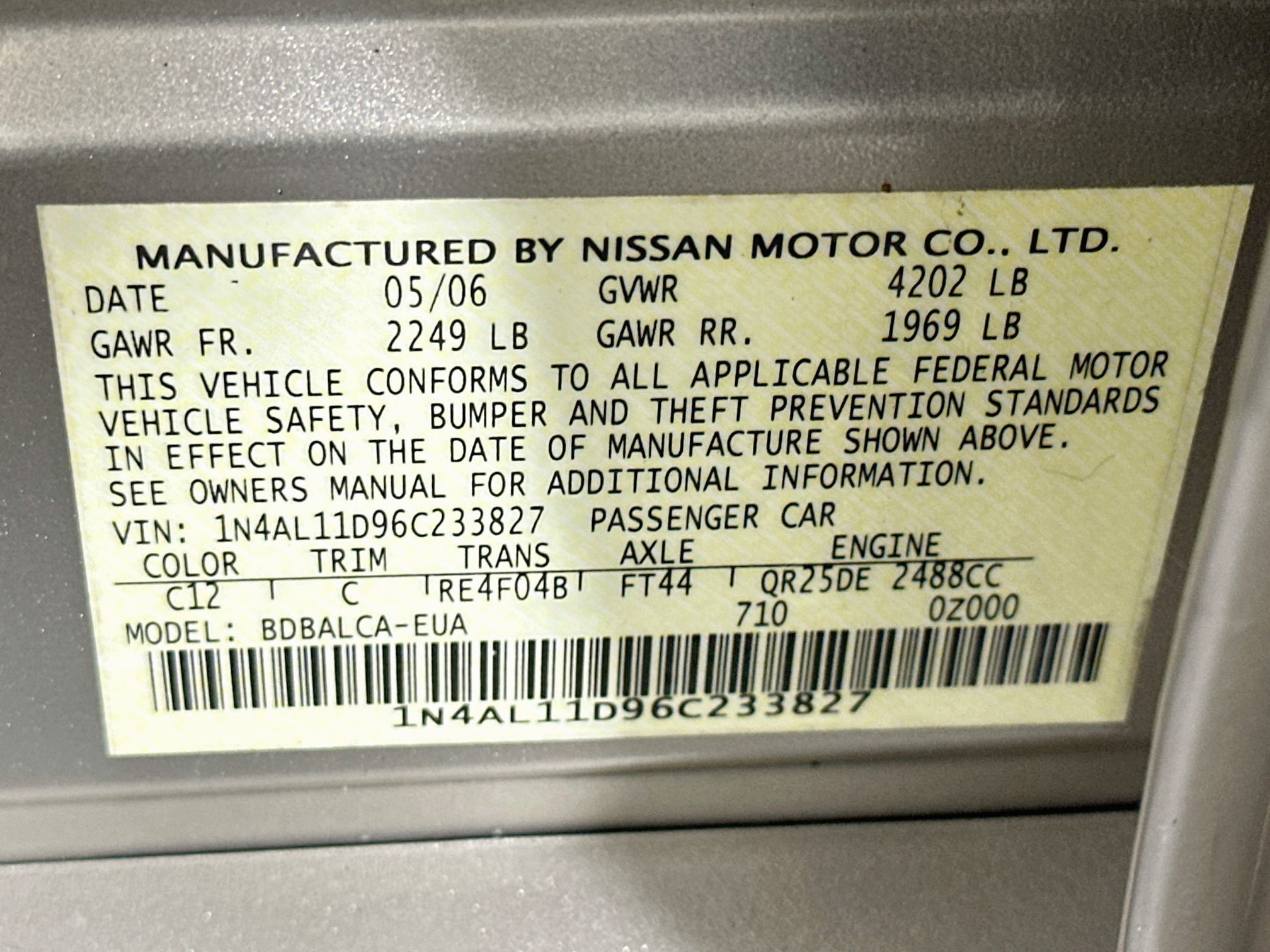 Used 2006 Nissan Altima 2.5 S FWD image 12