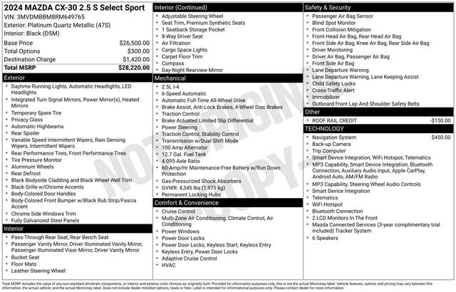 Used 2024 MAZDA CX-30 AWD 2.5 S w/ Select Sport Pkg image 6