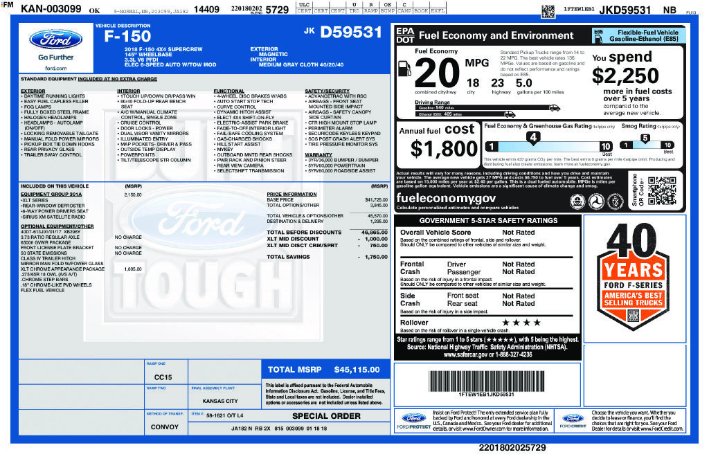 Used 2018 Ford F150 XLT w/ Equipment Group 301A Mid AWD/4WD image 2