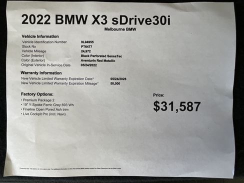 Used 2022 BMW X3 sDrive30i w/ Premium Package 2 RWD image 37
