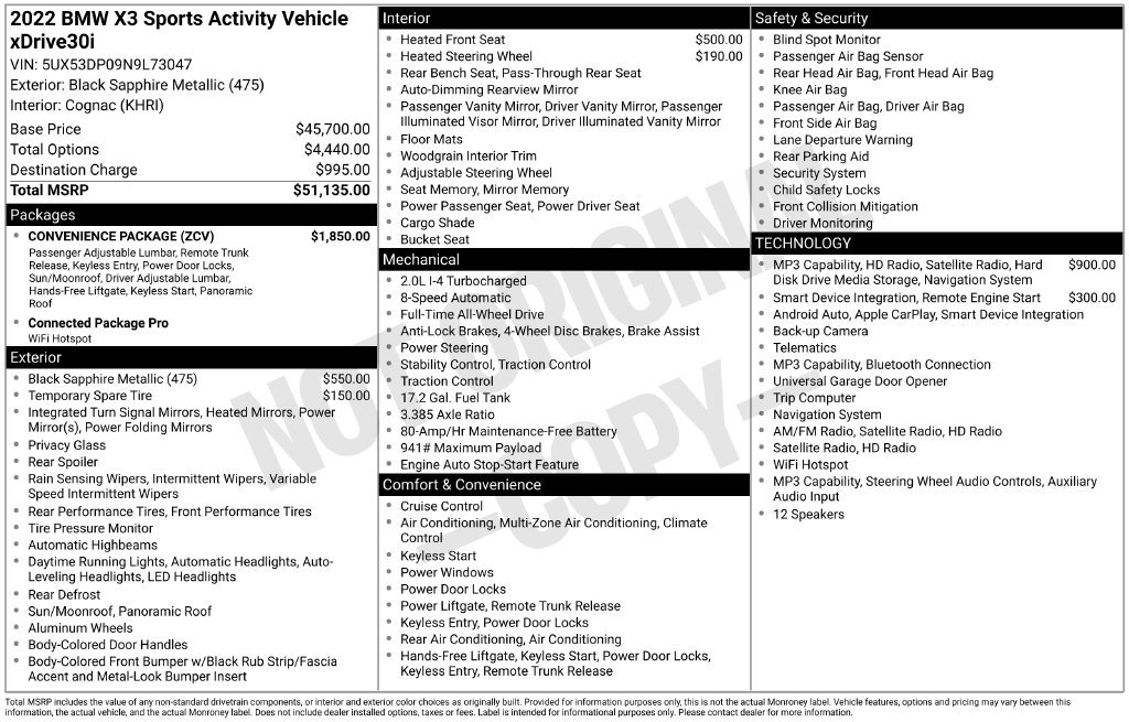 Certified 2022 BMW X3 xDrive30i w/ Convenience Package AWD/4WD image 6