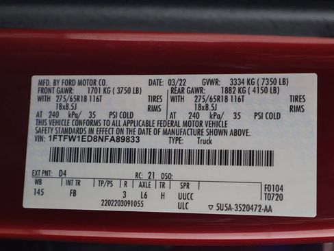 Used 2022 Ford F150 XLT w/ Equipment Group 302A High AWD/4WD image 59