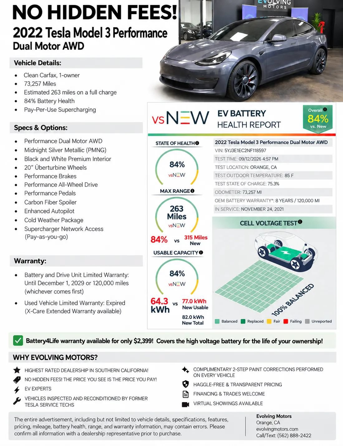 Used 2022 Tesla Model 3 Performance AWD/4WD image 2