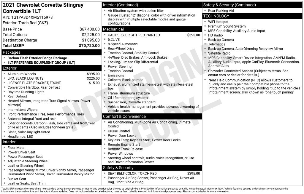 Used 2021 Chevrolet Corvette Stingray Convertible w/ 1LT RWD image 12