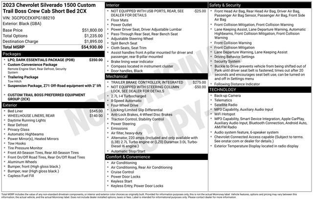 Certified 2023 Chevrolet Silverado 1500 Custom Trail Boss w/ LPO, Dark Essentials Package AWD/4WD image 6