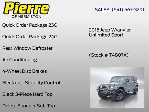 Used 2015 Jeep Wrangler Unlimited Sport AWD/4WD image 6