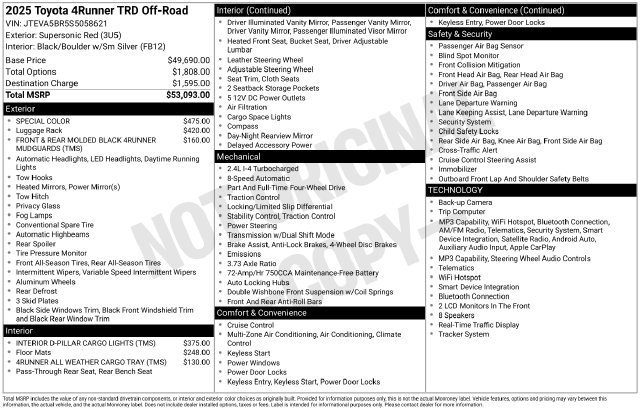 Used 2025 Toyota 4Runner TRD Off-Road AWD/4WD image 9