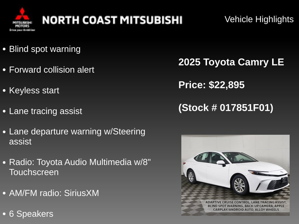 Used 2025 Toyota Camry LE FWD image 2