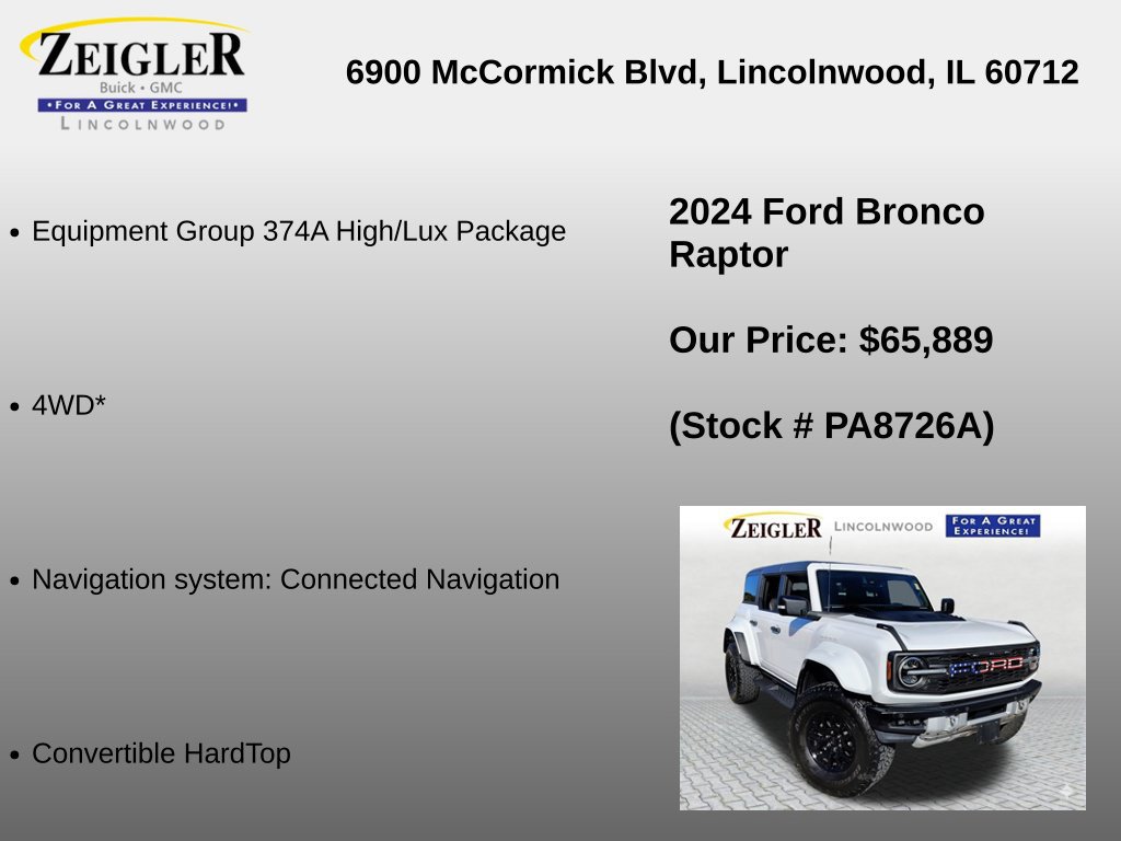 Used 2024 Ford Bronco Raptor w/ Interior Carbon Fiber Pack 6 AWD/4WD image 6