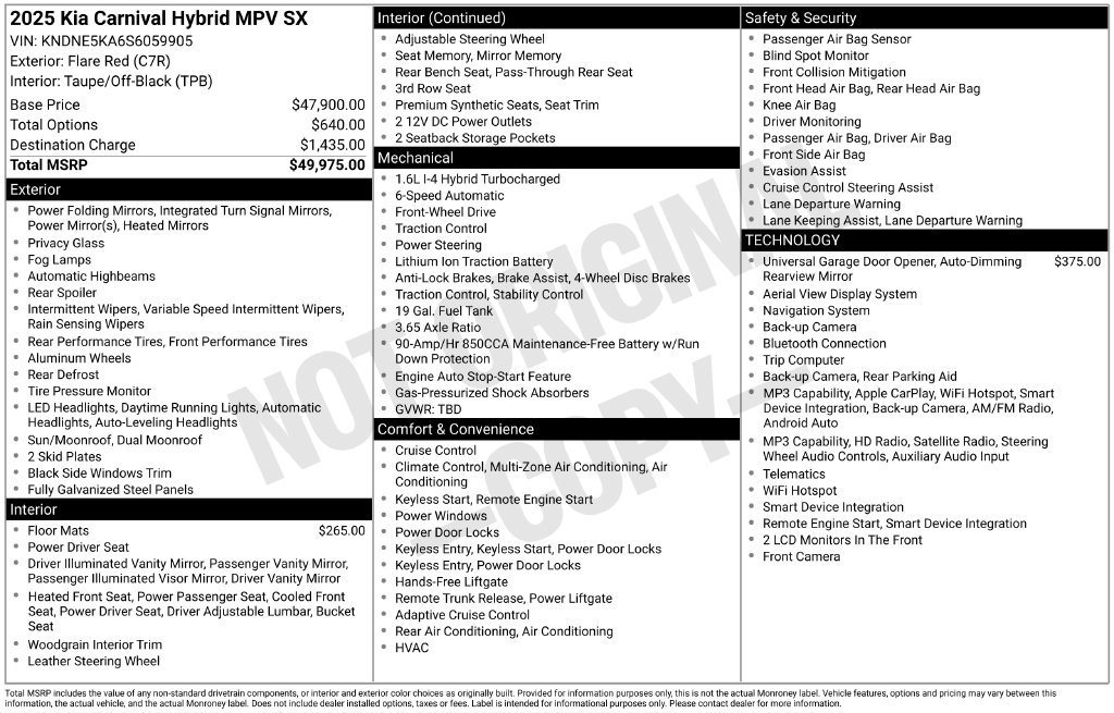 Used 2025 Kia Carnival SX FWD image 24