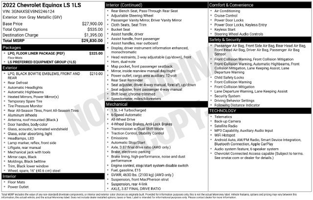 Used 2022 Chevrolet Equinox LS w/ LPO, Floor Liner Package AWD/4WD image 8