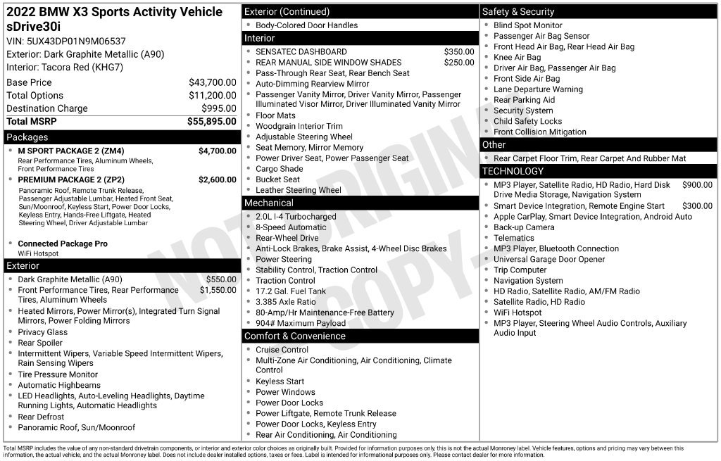 Used 2022 BMW X3 sDrive30i w/ M Sport Package 2 RWD image 35