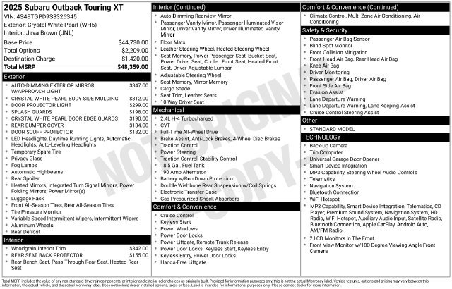 Certified 2025 Subaru Outback Touring XT AWD/4WD image 22