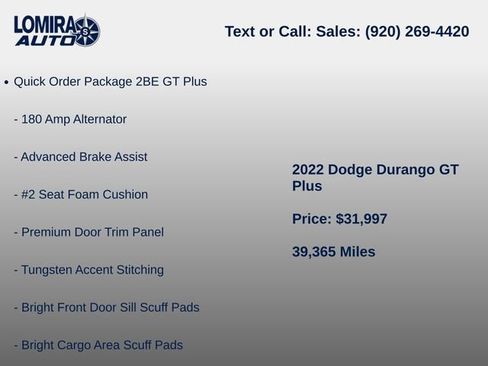 Used 2022 Dodge Durango GT w/ Blacktop Package AWD/4WD image 6