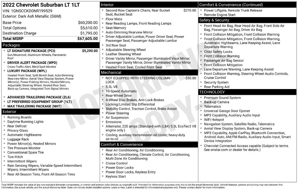 Used 2022 Chevrolet Suburban LT w/ LT Signature Package RWD image 25