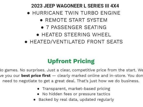 Used 2023 Jeep Wagoneer L Series III w/ Premium Group I AWD/4WD image 2