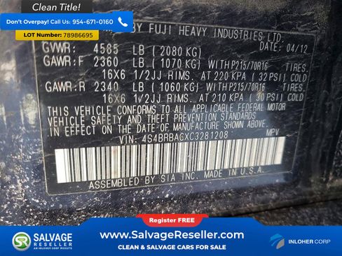 Used 2012 Subaru Outback 2.5i image 16