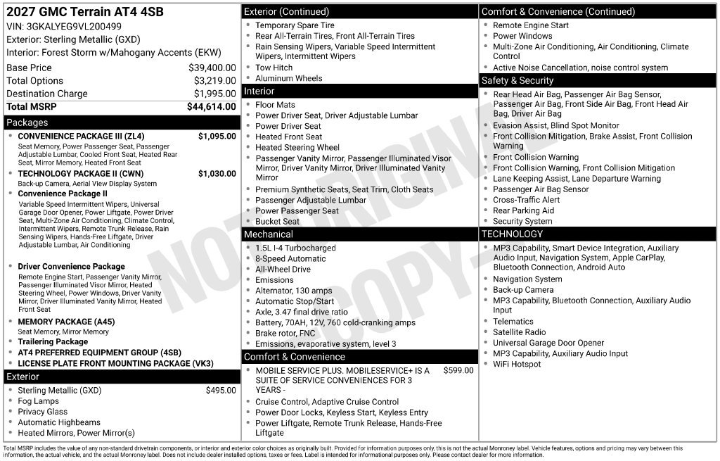 New 2027 GMC Terrain AT4 w/ Convenience Package III AWD/4WD image 58