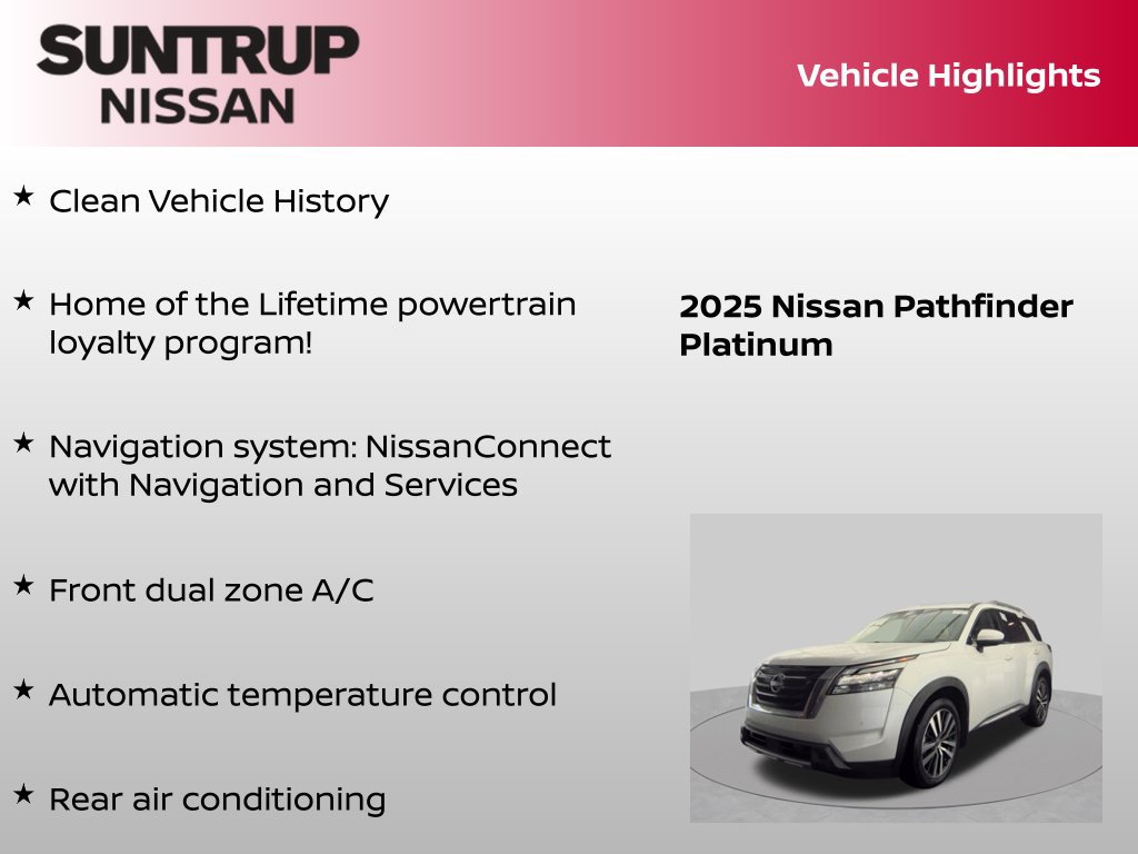 Certified 2025 Nissan Pathfinder Platinum w/ Cargo Package AWD/4WD image 8