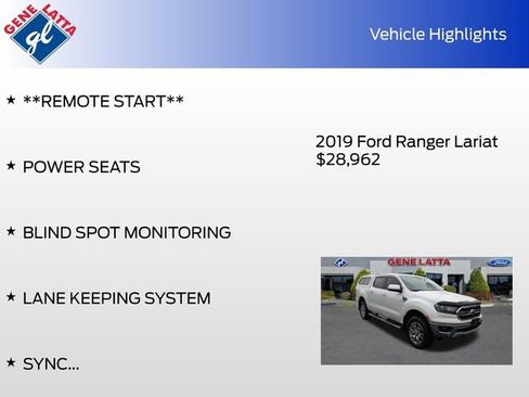 Certified 2019 Ford Ranger Lariat w/ Equipment Group 501A Mid image 32
