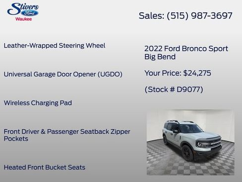 Used 2022 Ford Bronco Sport Big Bend w/ Convenience Package AWD/4WD image 22